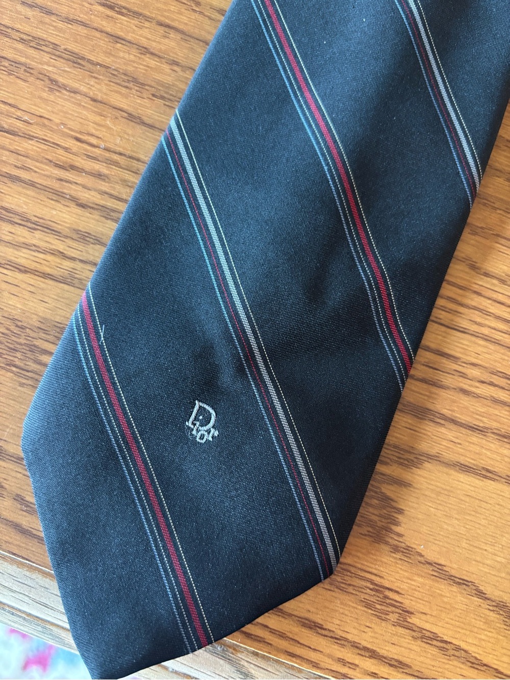 Christian Dior vintage Men's Black Striped Silk blend Tie
